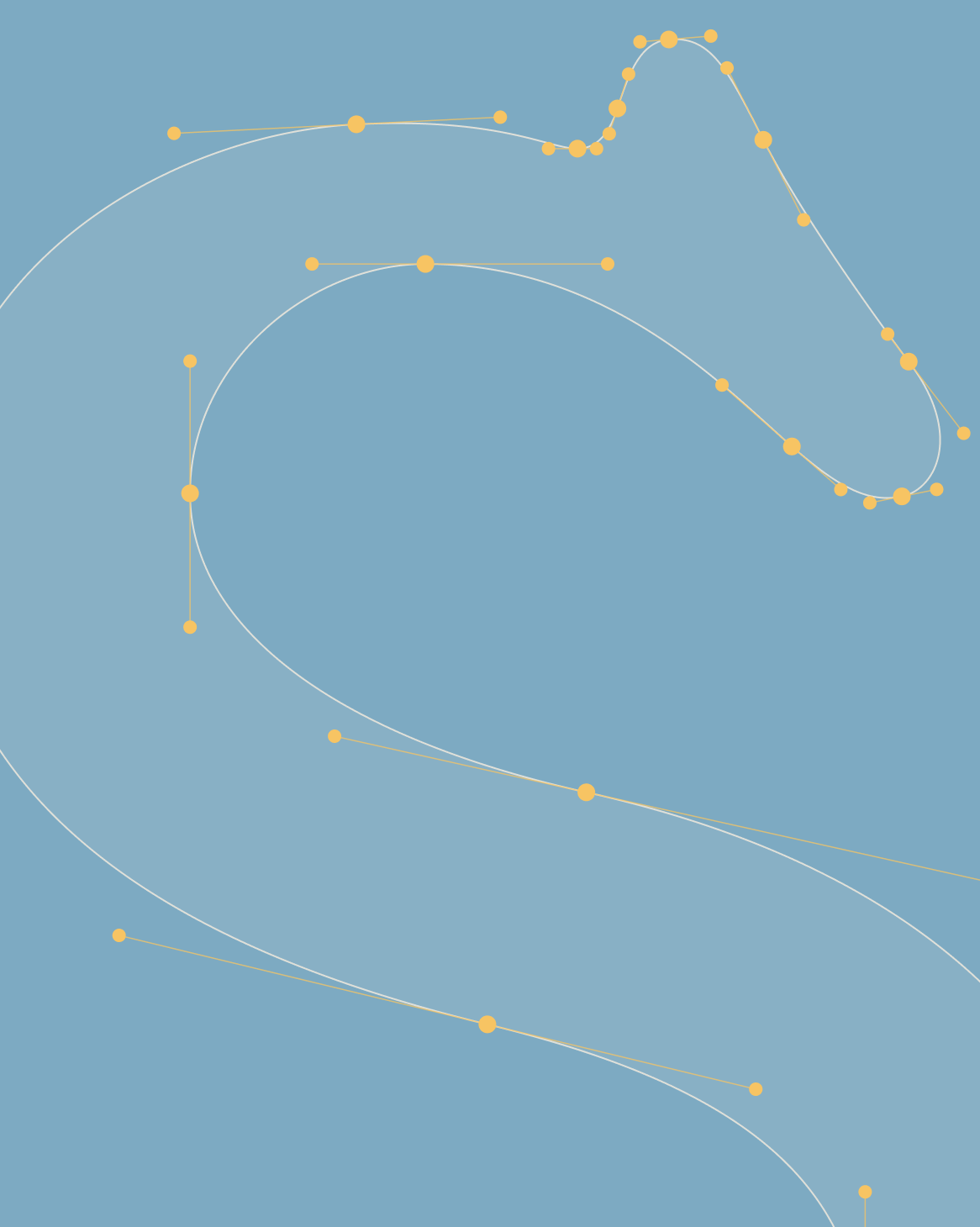 Detalle de las curvas Bézier del logotipo de La SantaMona